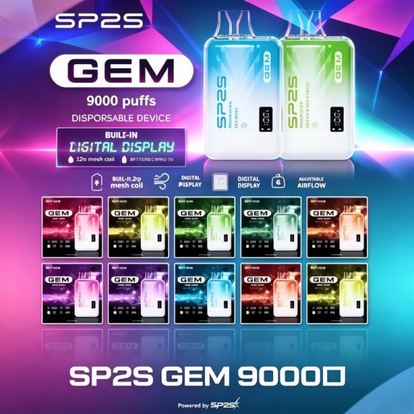 SP2S GEM 9000口拋棄式電子煙｜12ml大容量・16款口味・台灣現貨